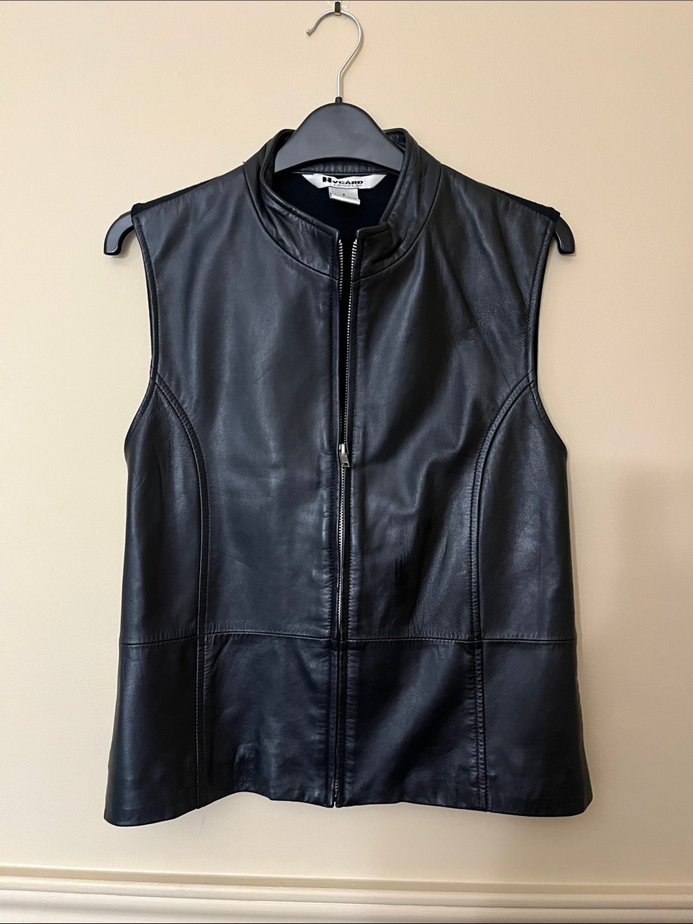 Black Genuine Leather Zip-Front Vest